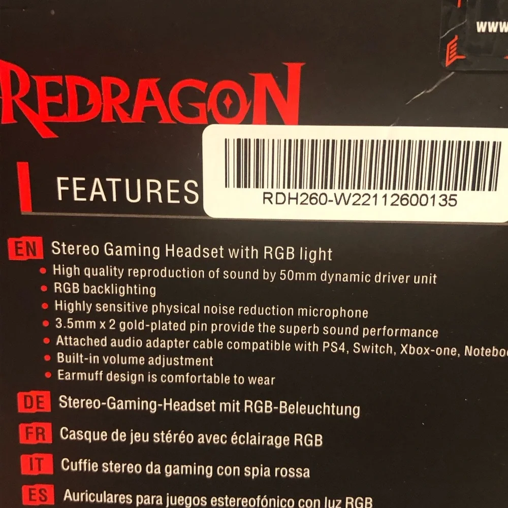 Red Dragon Gaming Headset with Microphone
